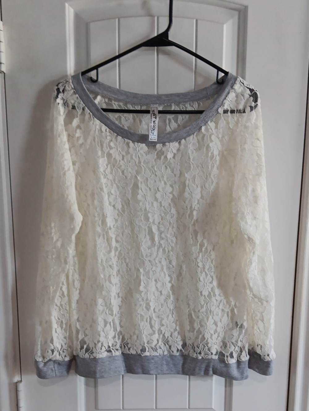 Vintage JCPenney Knit Works Lace Slouchy Sweatshirt Top Girls XL 18.5 Fits Wmn S